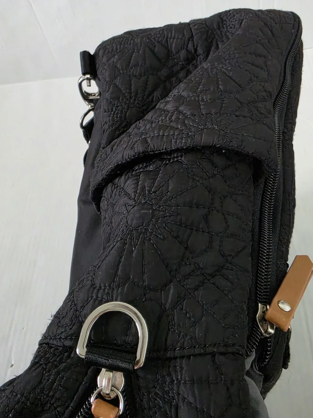 Petunia Pickle Bottom Black Quilted Floral Pattern Diaper Backpack